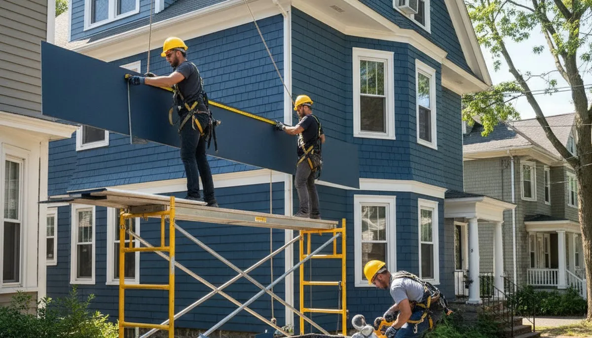 Vinyl siding installation in Boston, MA for a home exterior upgrade