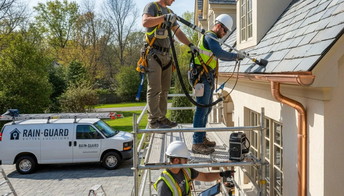 Gutter repair service in Boston, MA for leaking and sagging gutters on a home exterior