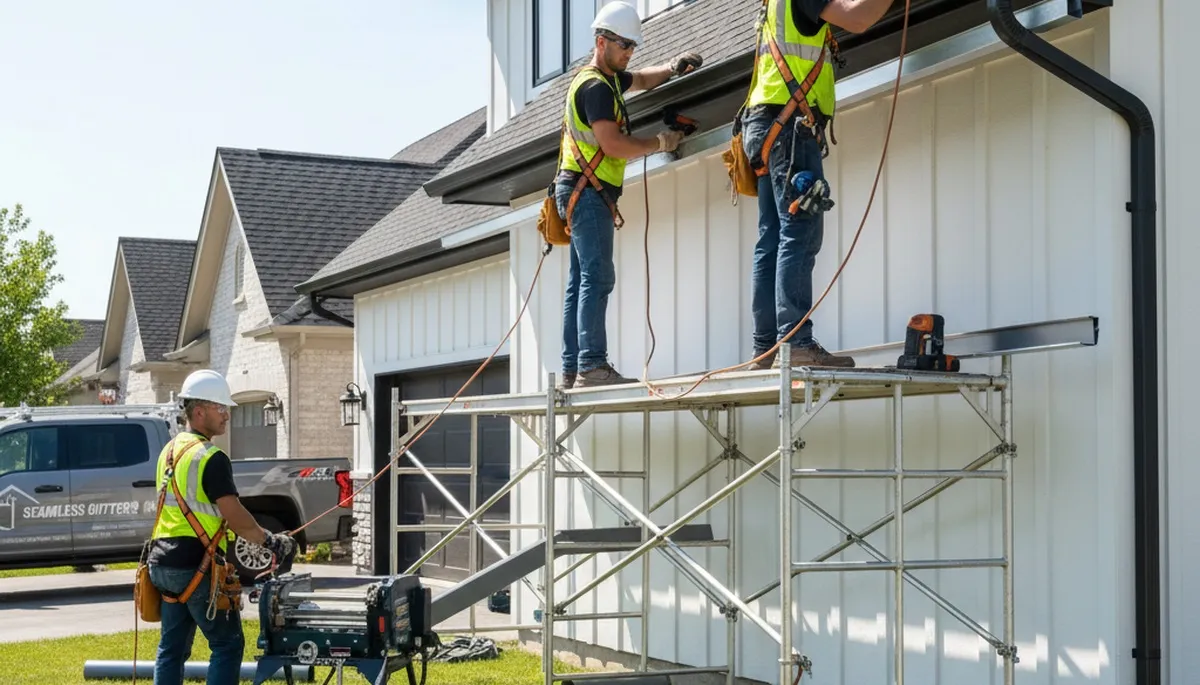 Seamless gutter installation in Boston, MA for home water protection and repair services