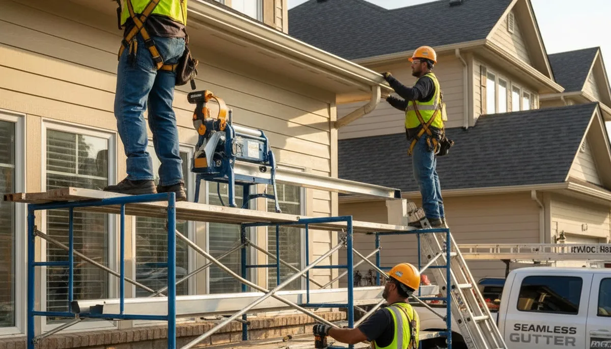 Seamless gutter installation in Boston, MA for home protection against leaks and water damage