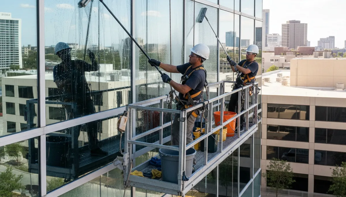 Boston, MA siding service team cleaning windows on a home exterior for FX Remodeling & Exteriors